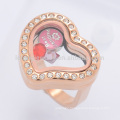 Top sale engagement and wedding stainless steel heart floating locket ring jewelry